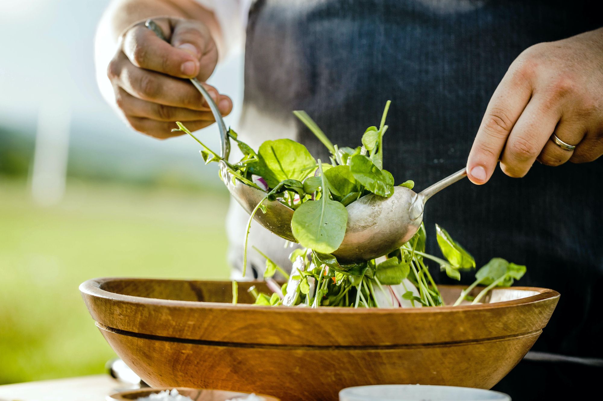Executive Chef Tim Moore plating a course at the Chef's Table at Early Mountain Vineyards, Madison, Virginia